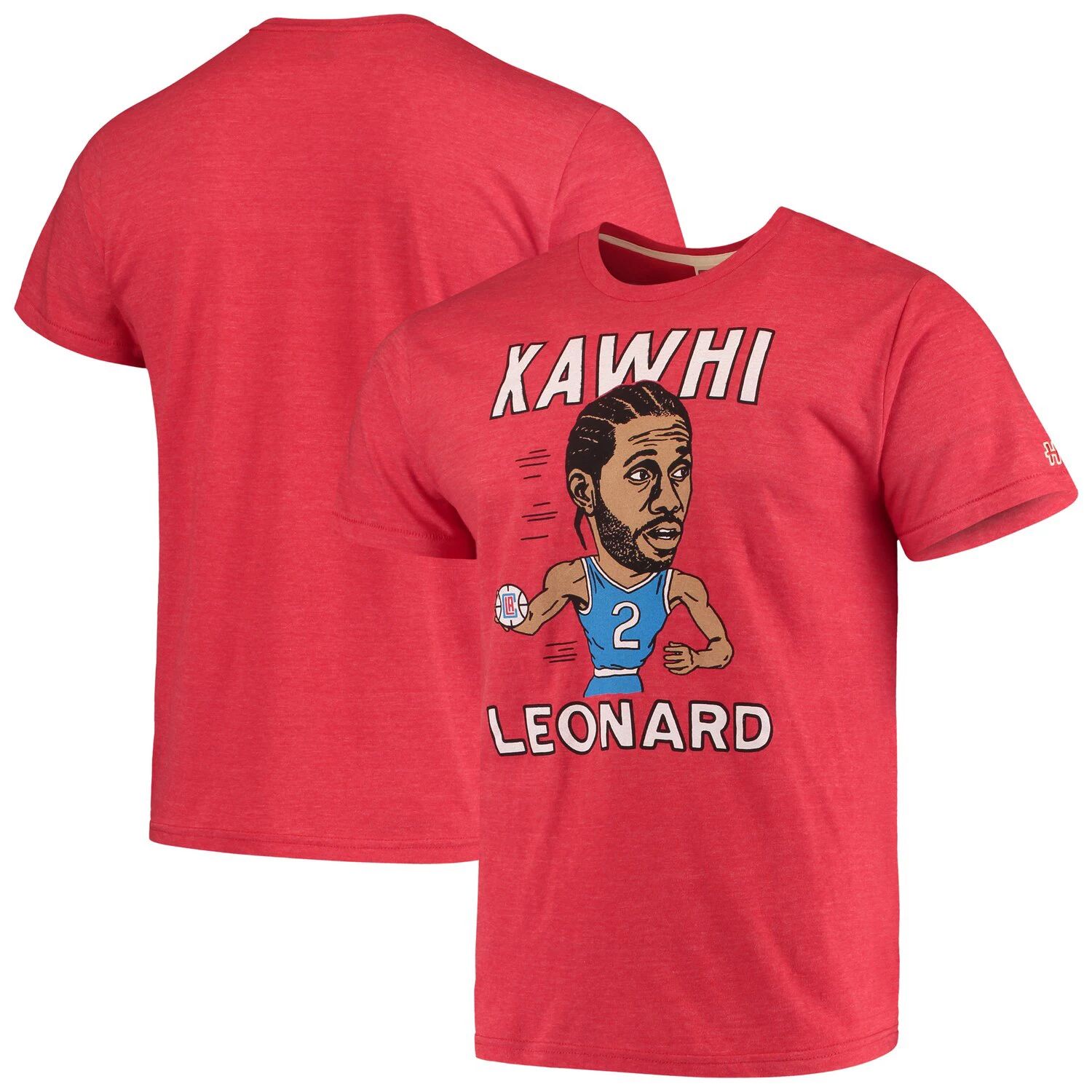 Мужская красная футболка с карикатурой Kawhi Leonard LA Clippers Tri-Blend гербер к лос анджелес
