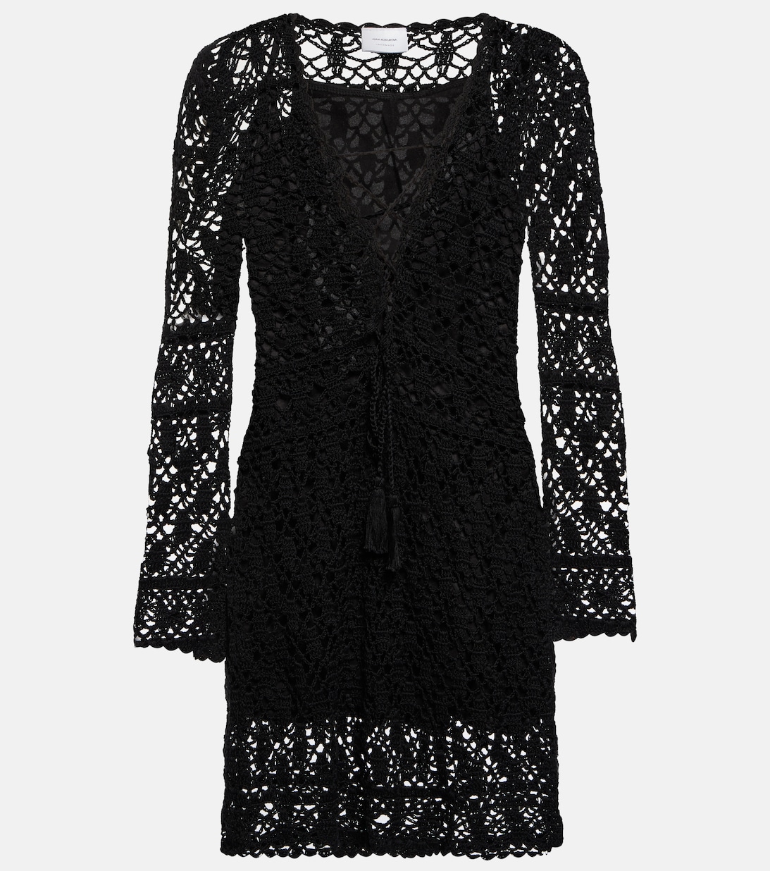 цена Мини-платье Bianca из хлопка крючком ANNA KOSTUROVA, черный