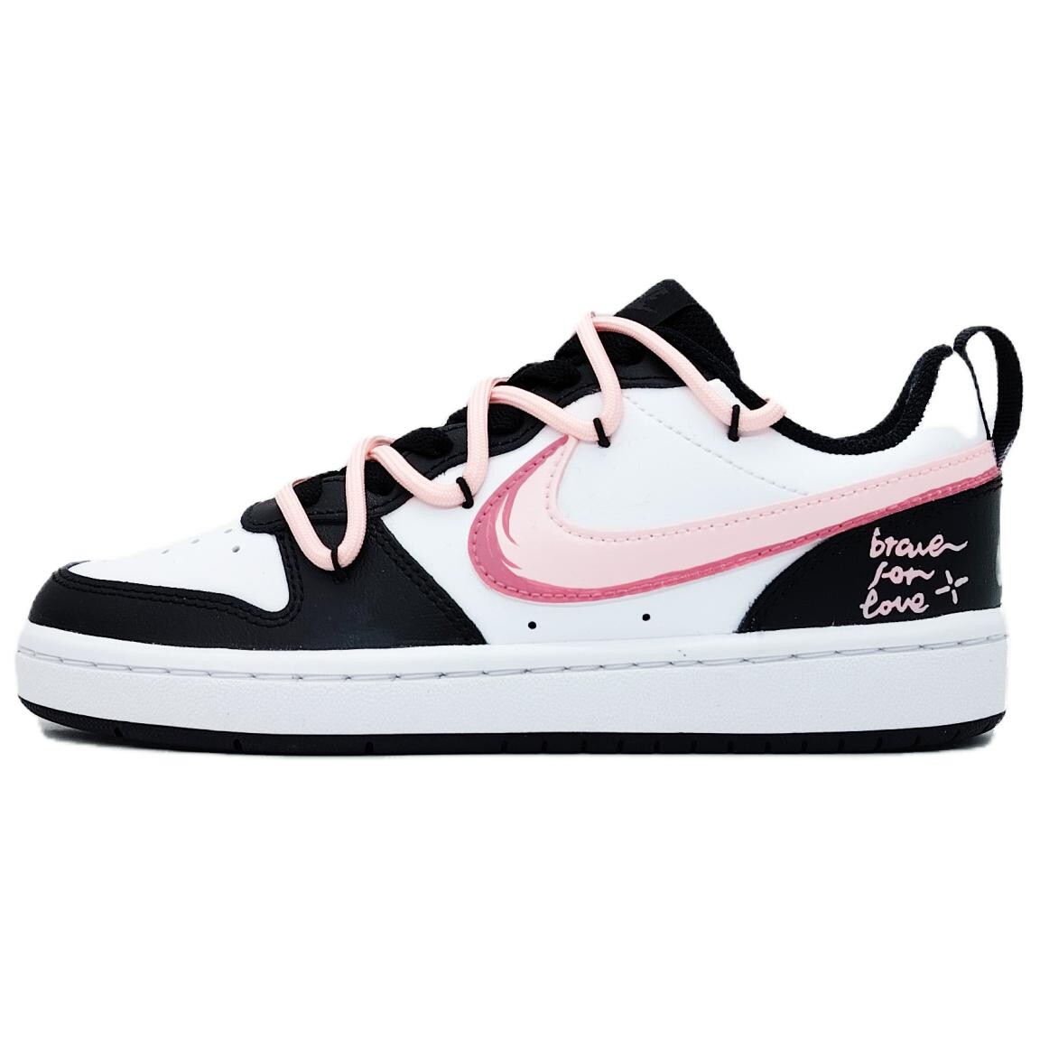 

Кроссовки Nike Court Borough Skateboarding Shoes Women's Low-top Black/White/Pink, черный/розовый