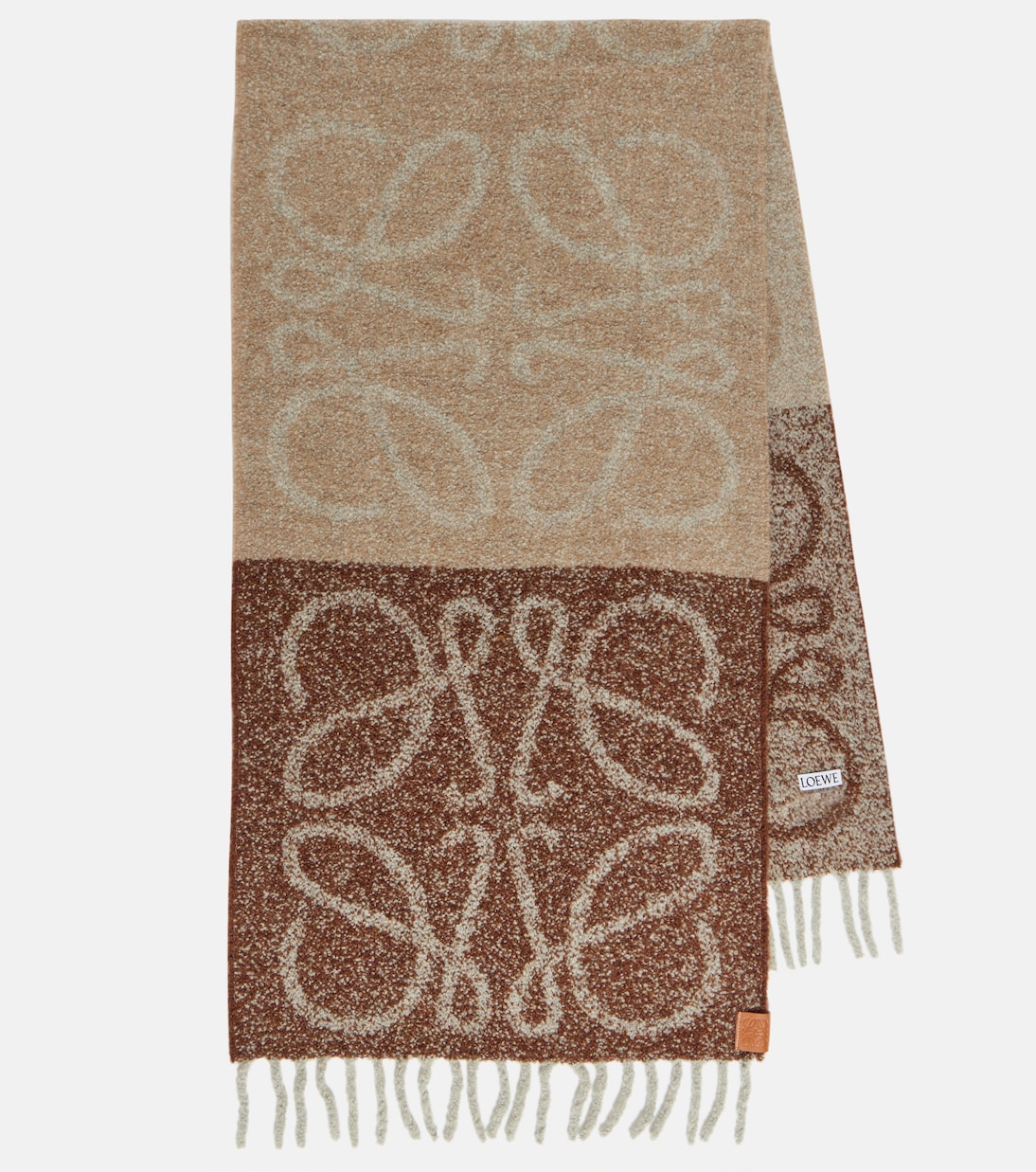 Шарф anagram из альпаки и смесовой шерсти Loewe, коричневый шарф из шерсти и альпаки joop серый