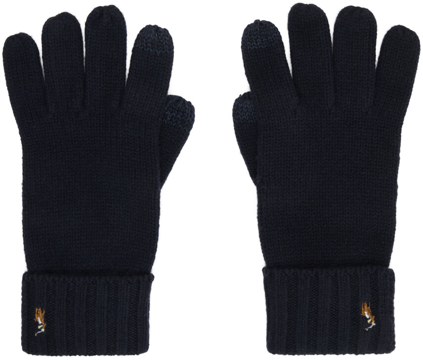 

Темно-синие классические перчатки Touch Polo Ralph Lauren