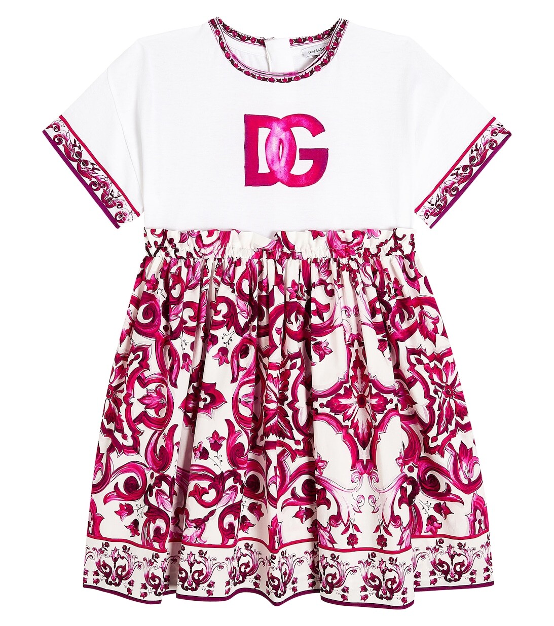 

Платье из хлопка с принтом майолика Dolce&Gabbana, розовый