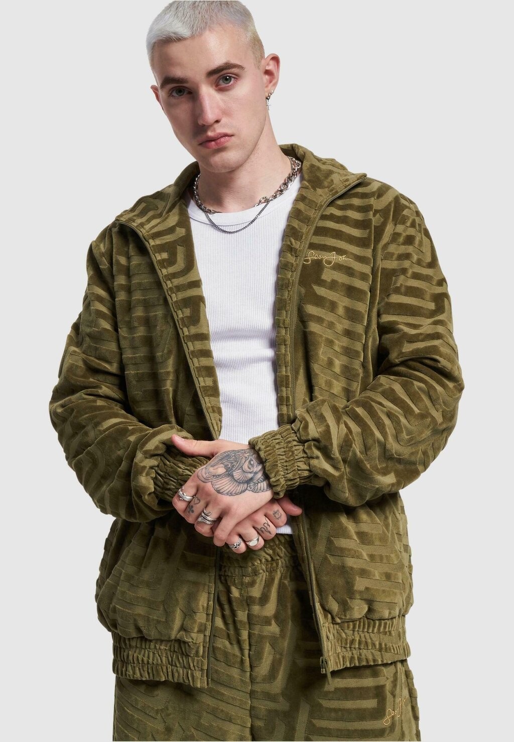 

Легкая куртка Sj Script Logo Geometric Devorèe Sean John, цвет olive