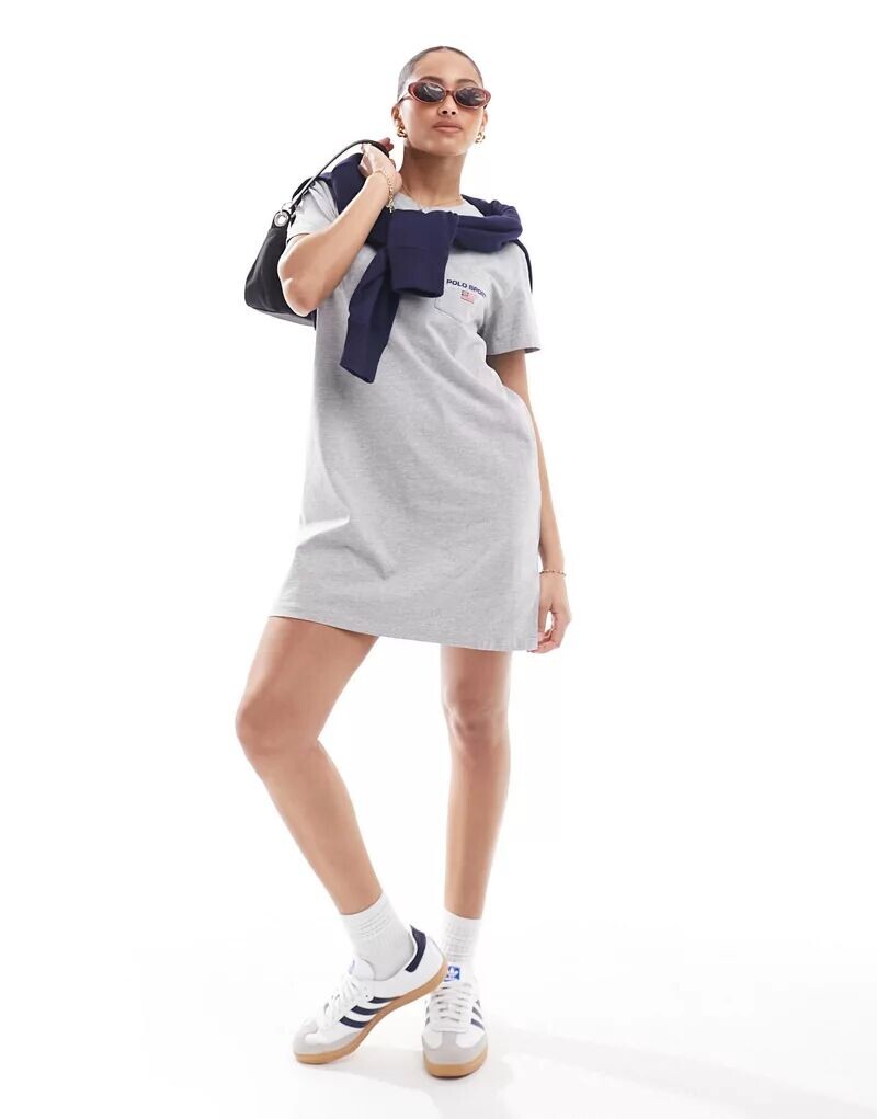 

Серое платье-футболка из джерси с логотипом Polo Ralph Lauren Sport Capsule