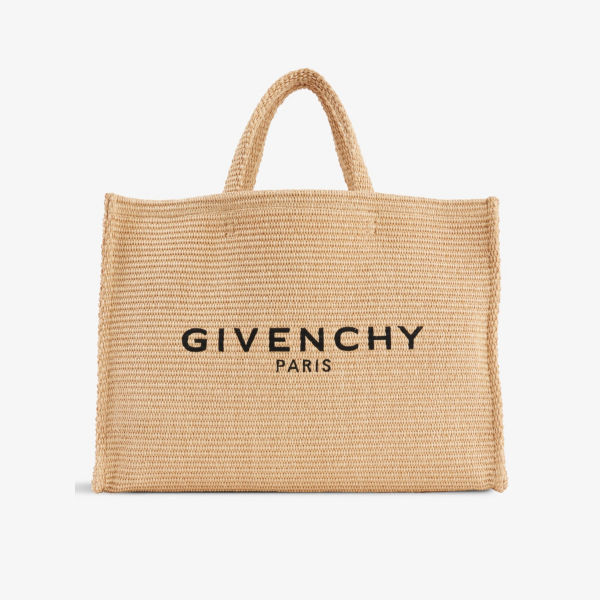 цена Большая сумка-тоут из рафии G-Tote с вышитым логотипом Givenchy, цвет natural