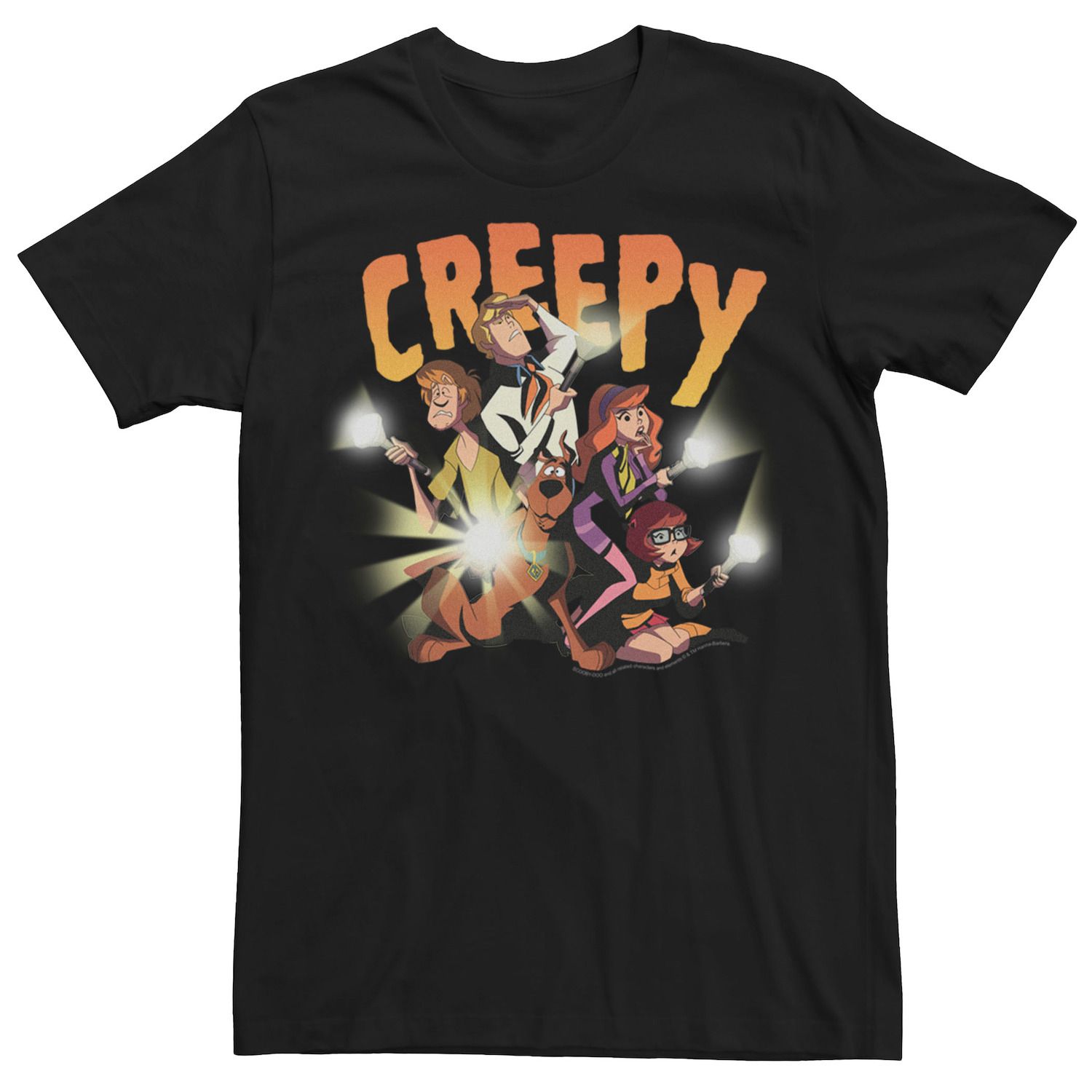 Мужская футболка с рисунком Scooby Doo Creepy Group Shot Licensed Character мужская футболка с короткими рукавами scooby doo creepy flashlight group fifth sun черный