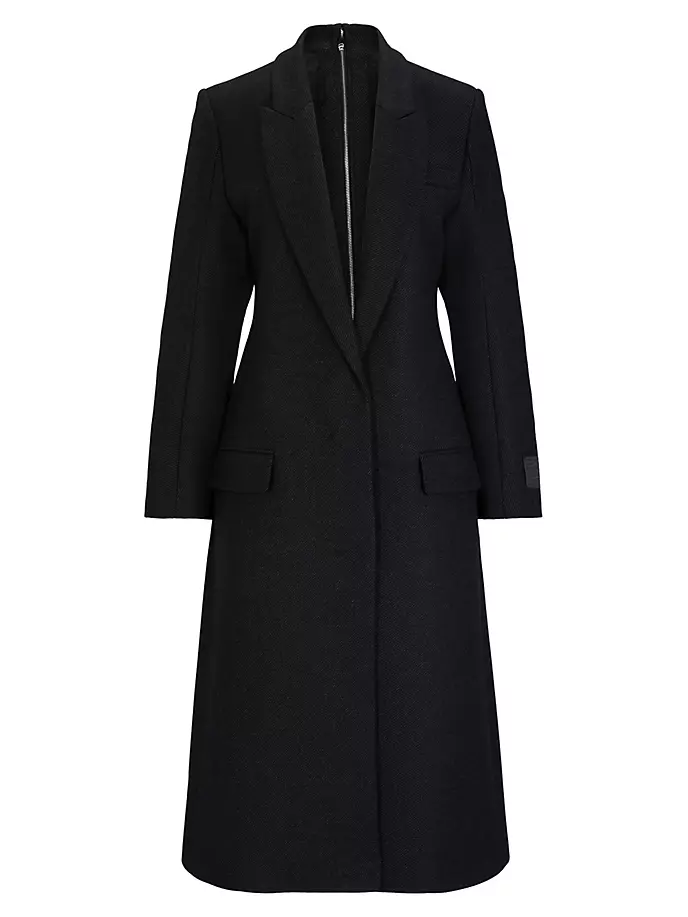 

Приталенное пальто из смесовой шерсти с молнией сзади Boss, серый