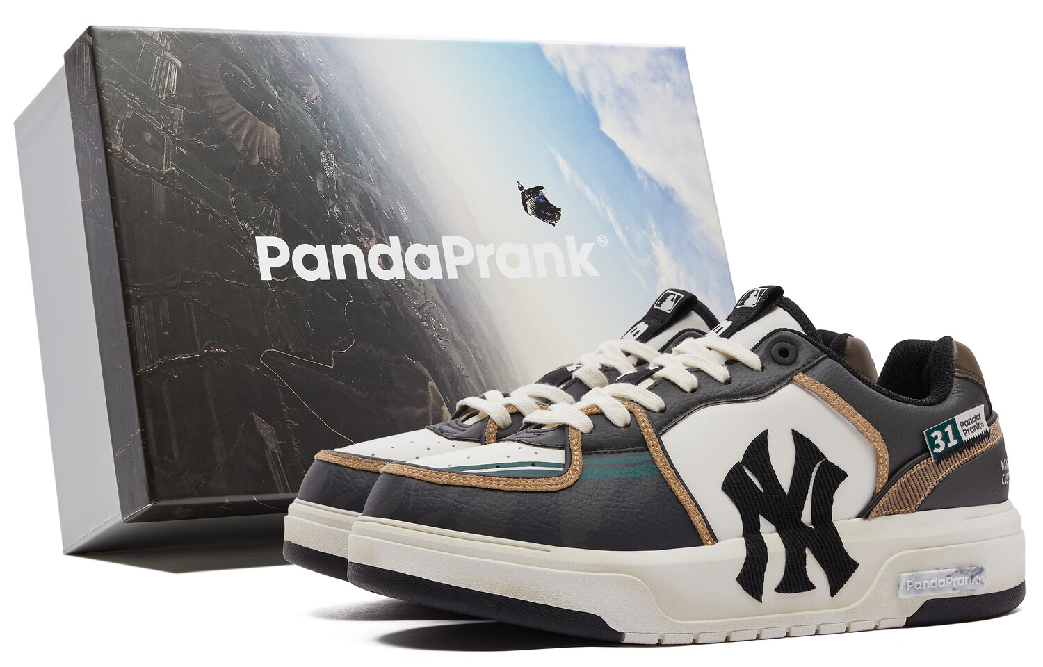 

Кроссовки MLB New York Yankees Skateboarding Shoes Unisex Low-top Black/White/Brown, черный/белый/коричневый