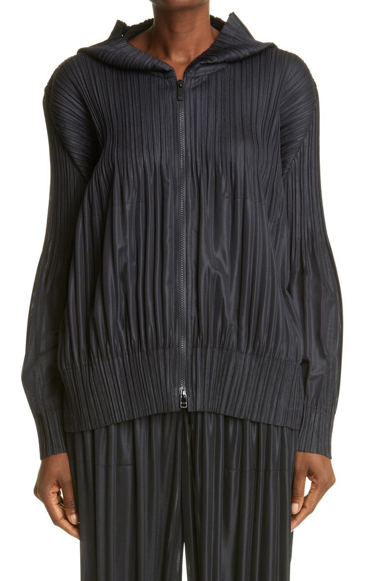 

Толстовка с капюшоном и молнией спереди PLEATS PLEASE ISSEY MIYAKE, черный