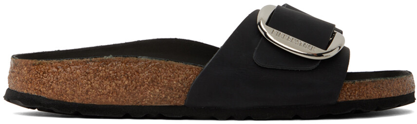 

Черные узкие босоножки с большой пряжкой Birkenstock Madrid