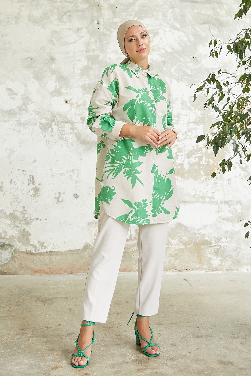 

Рубашка с узором Hira Leaf - Мятный InStyle, зеленый