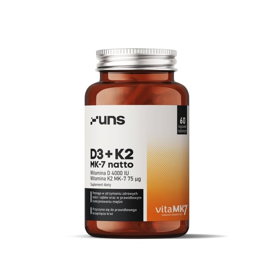 Витамин D3 K2 МК-7 НАТТО 60 растительных капсул. Uns витамин d3 k2 60 растительных капсул solaray