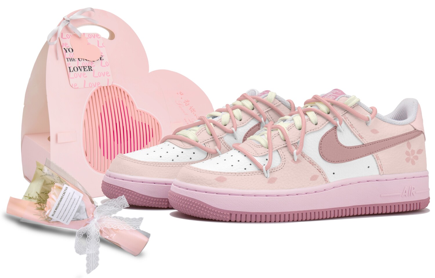 

Кроссовки Nike Air Force 1 Skateboard Shoes Women's Low-Top White Pink, розовый