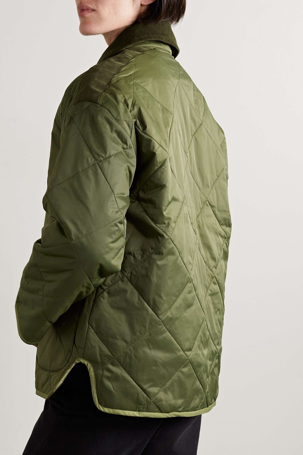 

BARBOUR стеганая куртка Ryhope с вельветовой отделкой, армейский зеленый