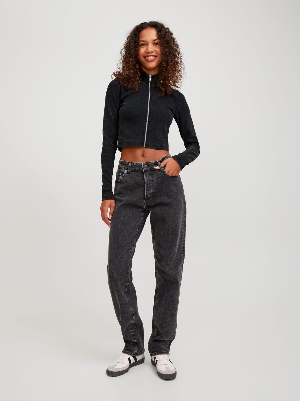 

Футболка с длинным рукавом Jxfeline Wash Zip Tee JJXX, черный