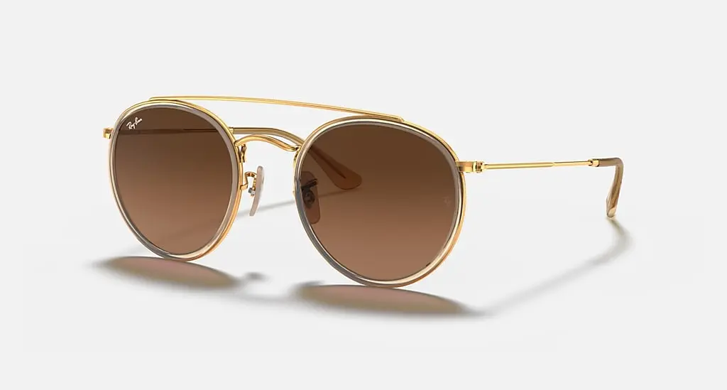 

Солнцезащитные очки Ray-Ban ROUND DOUBLE BRIDGE, коричневый/серый градиент