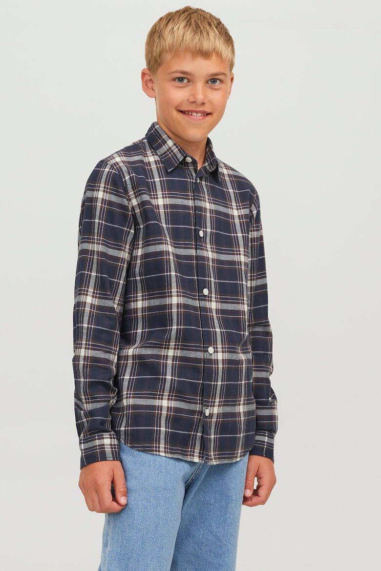 

Рубашка в клетку из хлопка Jack & Jones, серый