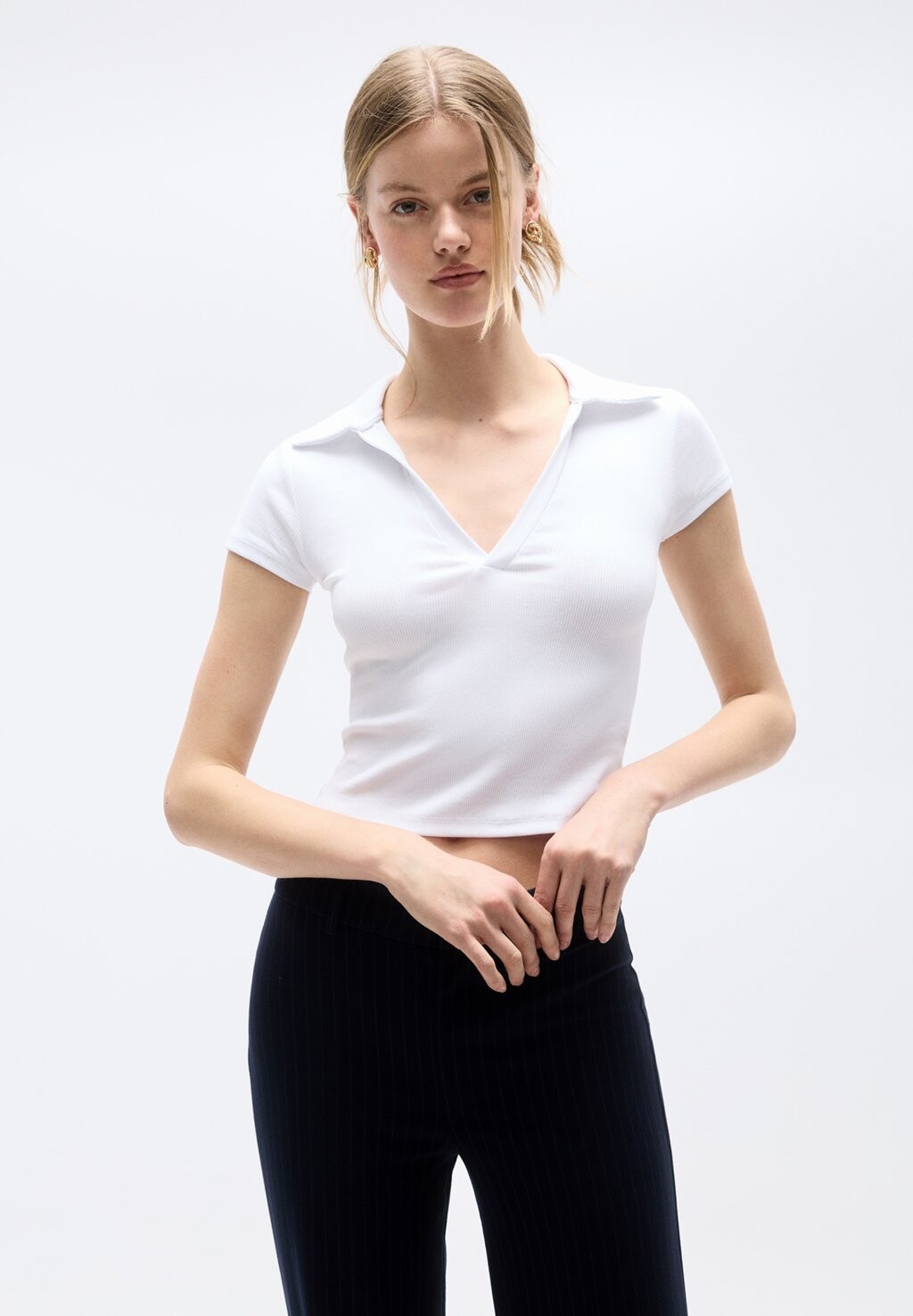 

Рубашка поло PULL&BEAR, белый