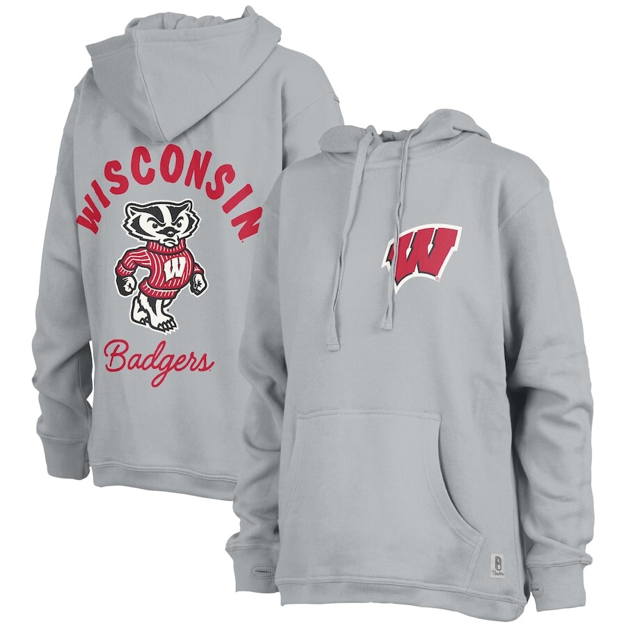 

Пуловер с капюшоном Pressbox Wisconsin Badgers, серый