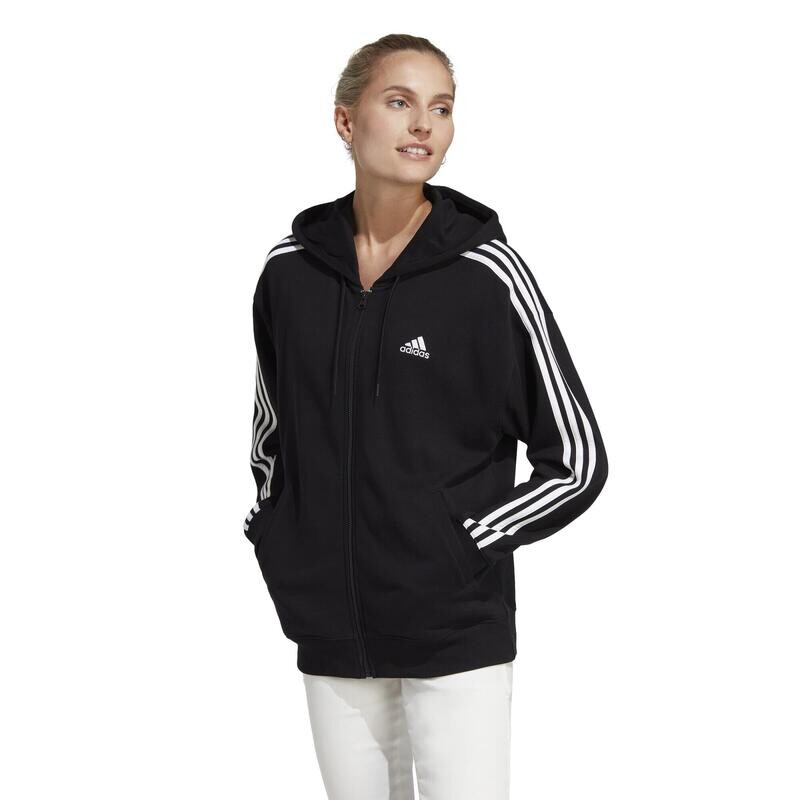

Куртка тренировочная женская Adidas с капюшоном - черная