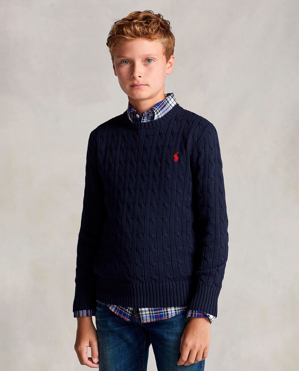 

Хлопковый свитер для мальчика темно-синего цвета Polo Ralph Lauren, темно-синий