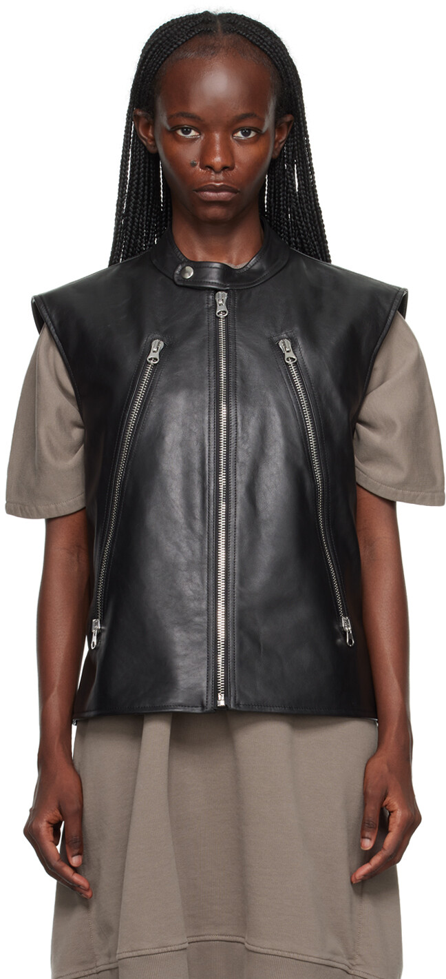 

Черный кожаный жилет с короткими рукавами MM6 Maison Margiela