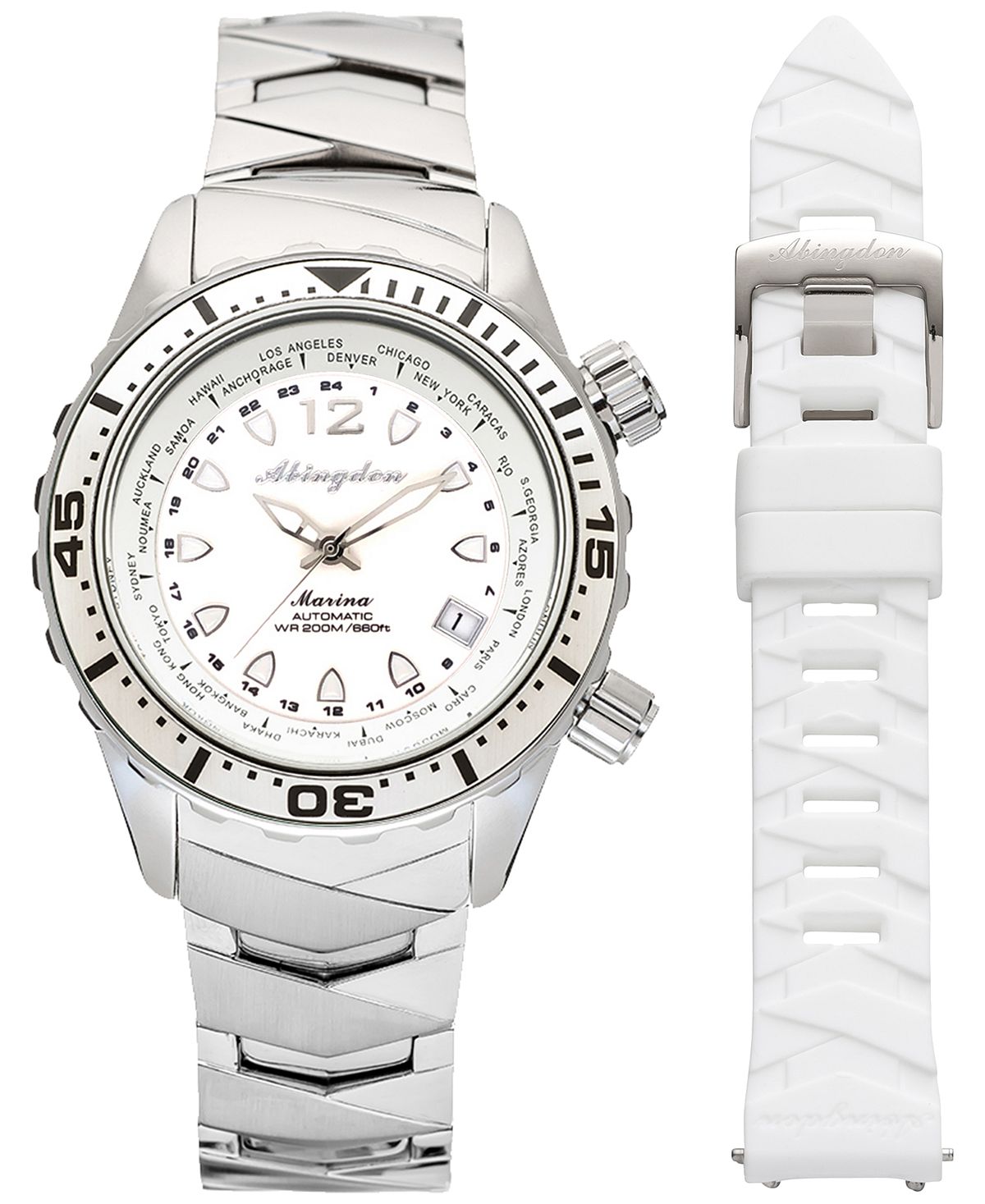 alltimers lambos n logos yacht rental Женские многофункциональные часы Marina Diver из титана с белым силиконовым ремешком, 40 мм Abingdon Co.