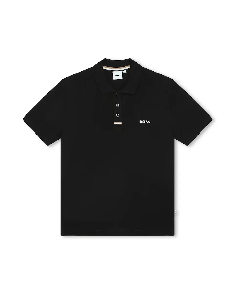 

Однотонная рубашка-поло для мальчика с короткими рукавами BOSS Kidswear, черный