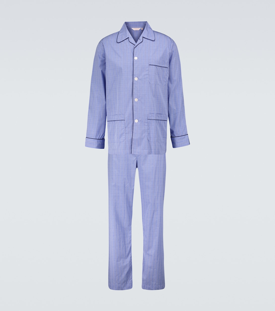 Хлопковая пижама Felsted 3 в клетку Derek Rose, синий цена и фото