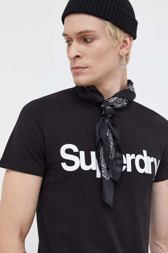 

Хлопковая футболка Superdry, черный