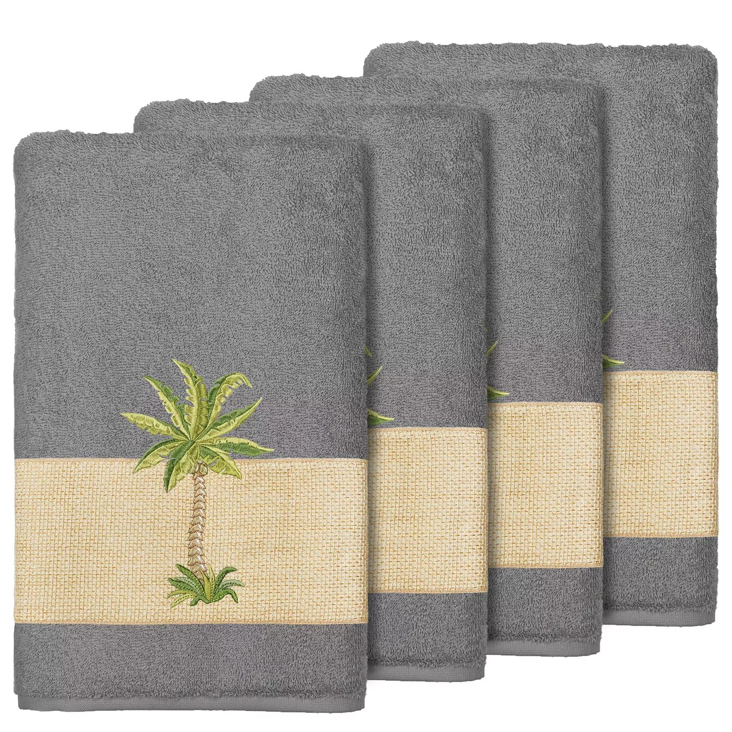 Linum Home Textiles Colton Набор банных полотенец с украшением, темно-серый