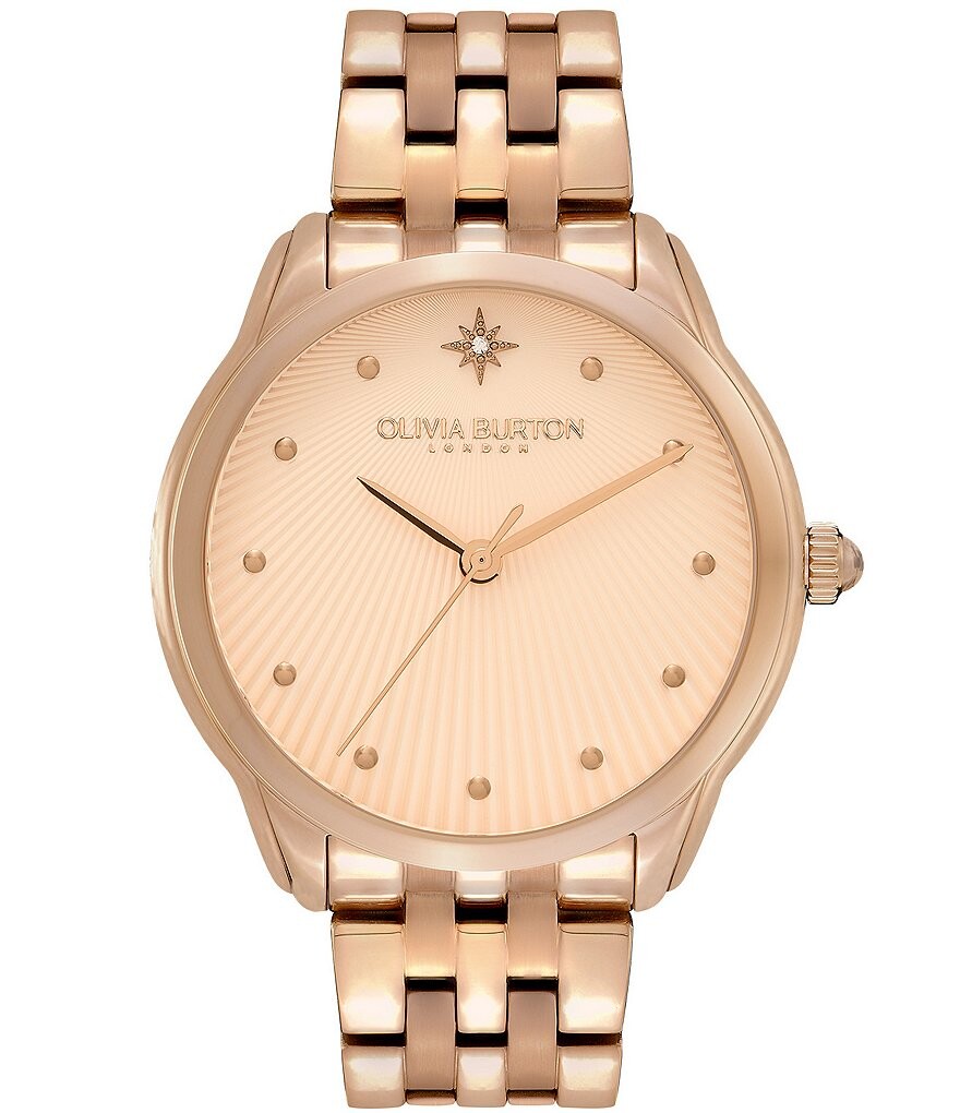 

Olivia Burton Женские кварцевые аналоговые часы с гвоздикой и золотым браслетом из нержавеющей стали, розовый