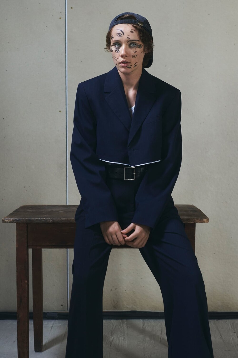 

Полные брюки в тонкую полоску ZARA, синий
