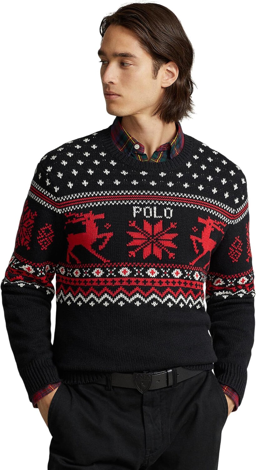

Свитер из хлопка и кашемира с оленями Polo Ralph Lauren, цвет Black Combo