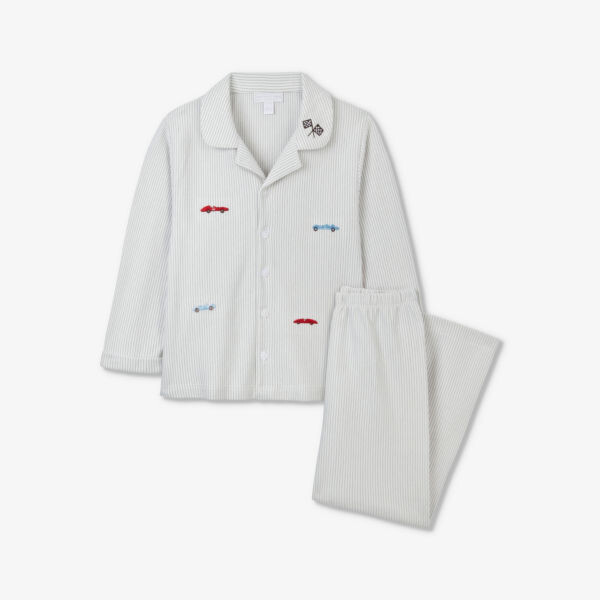 

Хлопковый пижамный комплект с вышивкой гоночной машины для 7-12 лет The Little White Company, белый