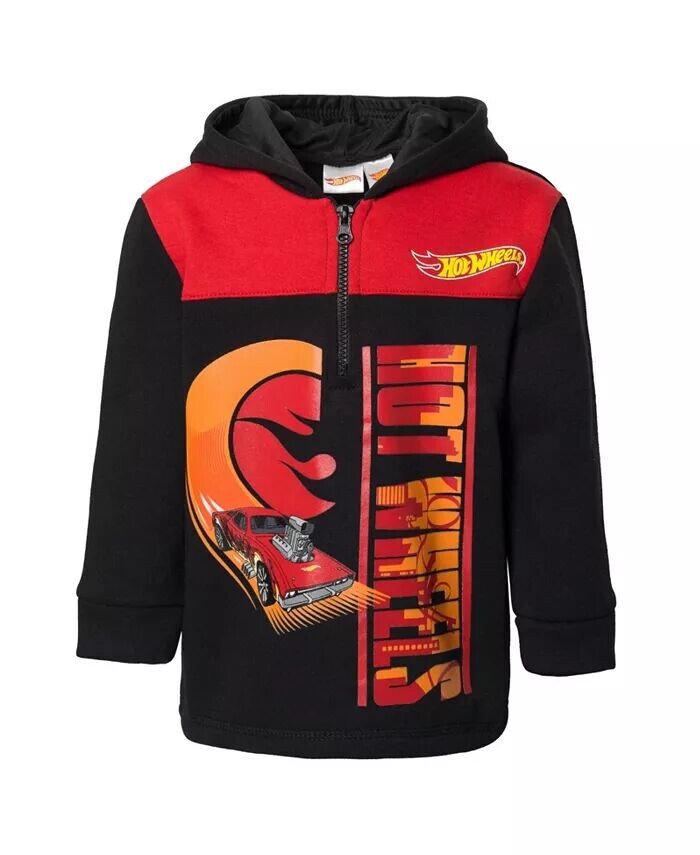 

Толстовка с капюшоном на половину молнии для маленьких мальчиков Hot Wheels, черный