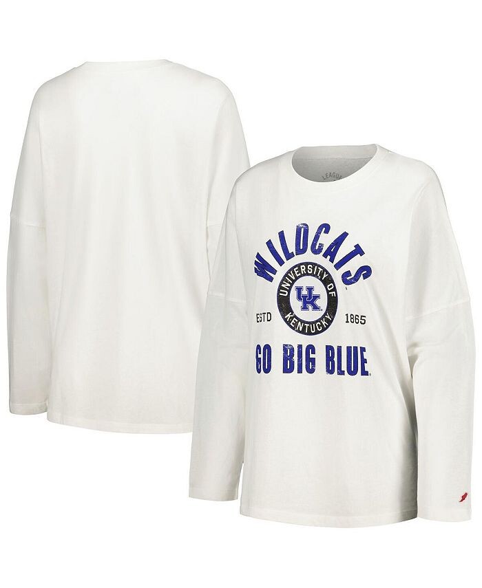 

Женская белая рваная футболка большого размера с длинными рукавами Kentucky Wildcats Clothesline League Collegiate Wear, белый