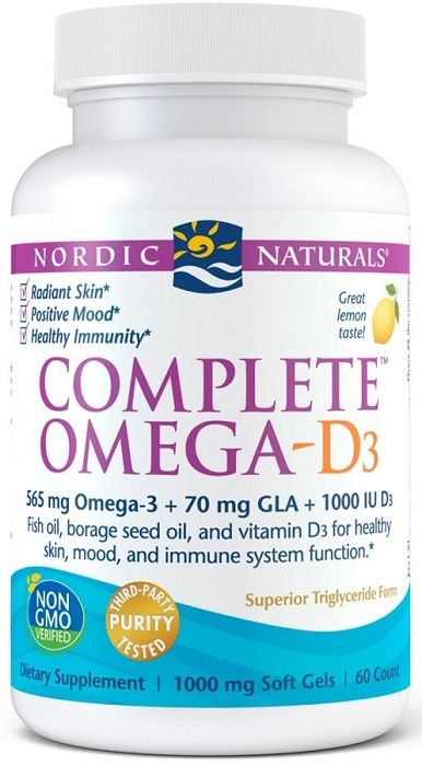 Nordic Naturals Complete Omega-D3 565 Mg Lemon Омега-3 жирные кислоты с витамином D3, 60 шт. nordic naturals complete omega junior для детей от 6 до 12 лет лимон 180 мини капсул