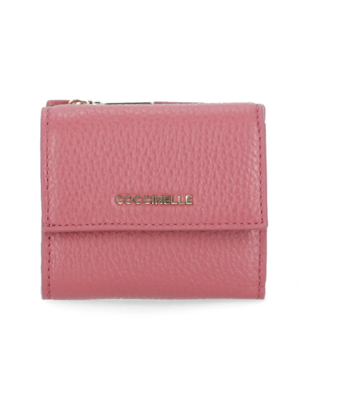 

Женский кожаный кошелек цвета фуксии Coccinelle, розовый