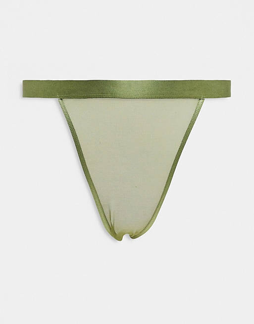 

Сетчатые стринги цвета хаки Topshop 3 multipack