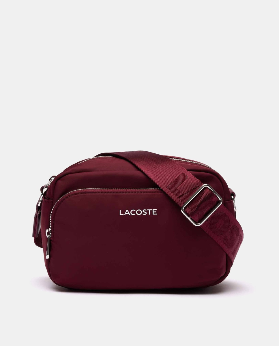 Маленькая темно-бордовая сумка через плечо с передним карманом Lacoste, гранатовый