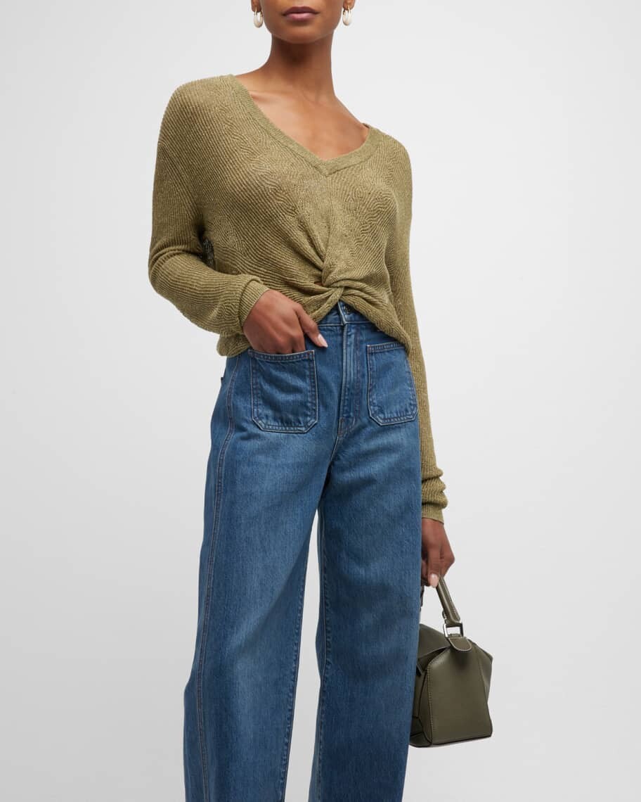 

Свитер Soren Pointelle с перекручиванием спереди Veronica Beard Jeans