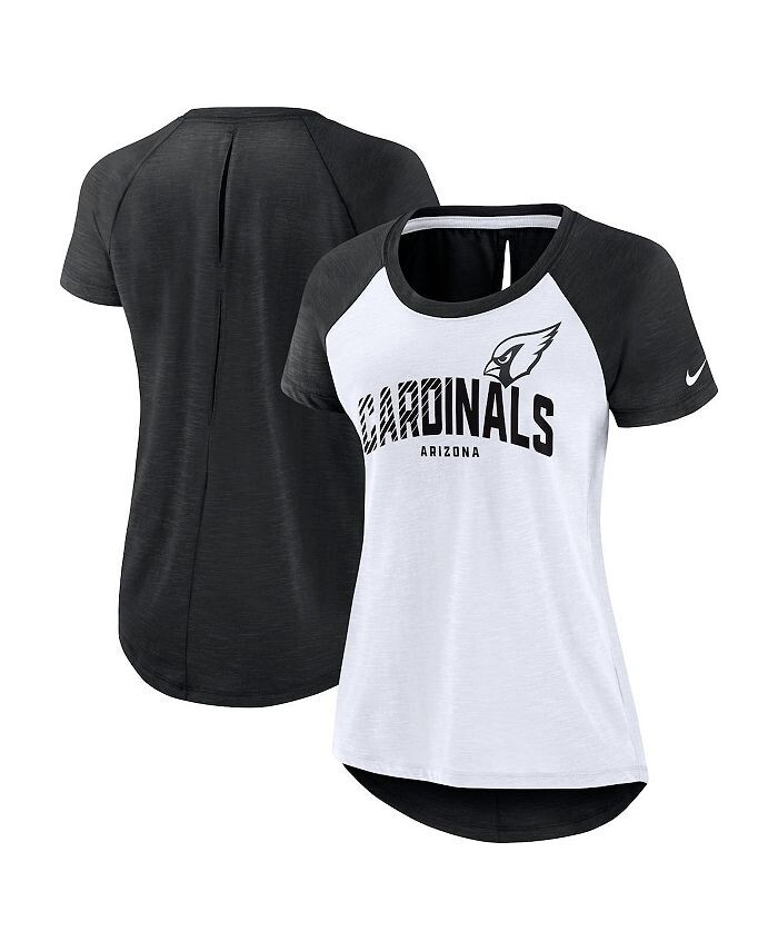 

Женская футболка реглан белого цвета с вырезом на спине Arizona Cardinals Black Heather Black Nike, белый