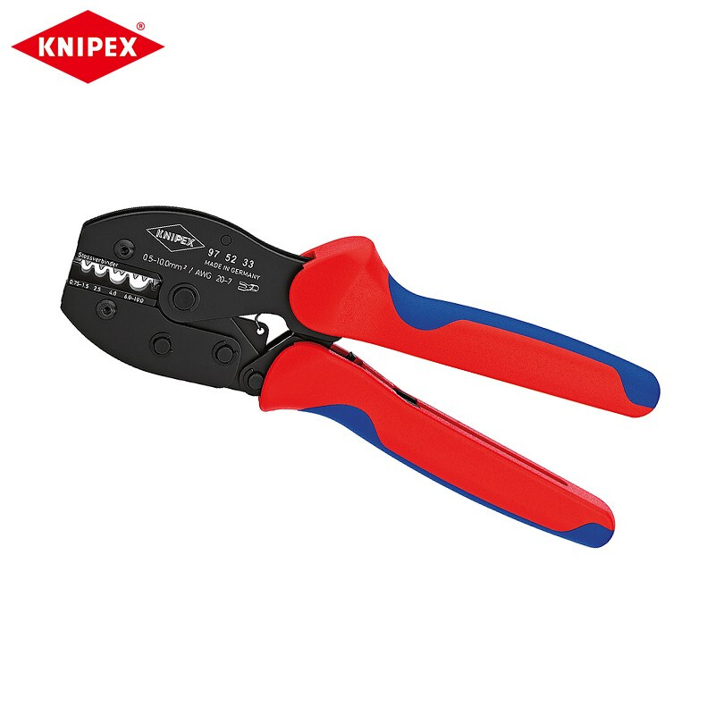 KNIPEX экономичные обжимные клещи с храповым механизмом, обжимные клещи для клемм, клещи для холодного прессования, голые клеммы 97 52 33 по индивидуальному заказу (срок поставки 4-8 недель)