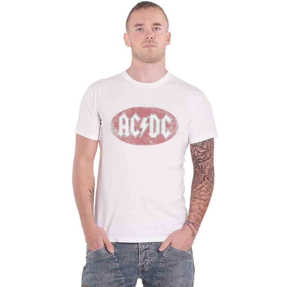 Овальная футболка с логотипом Vintage Band AC/DC, белый
