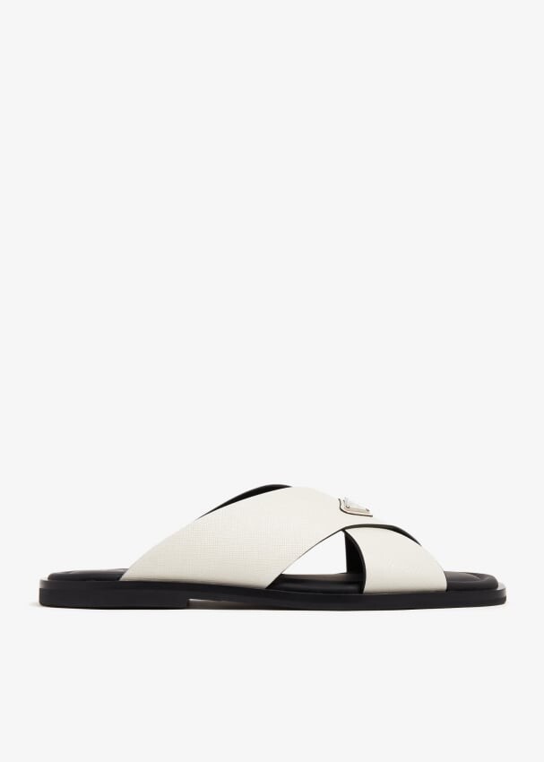 

Сандалии Prada Saffiano Leather Crisscross, белый