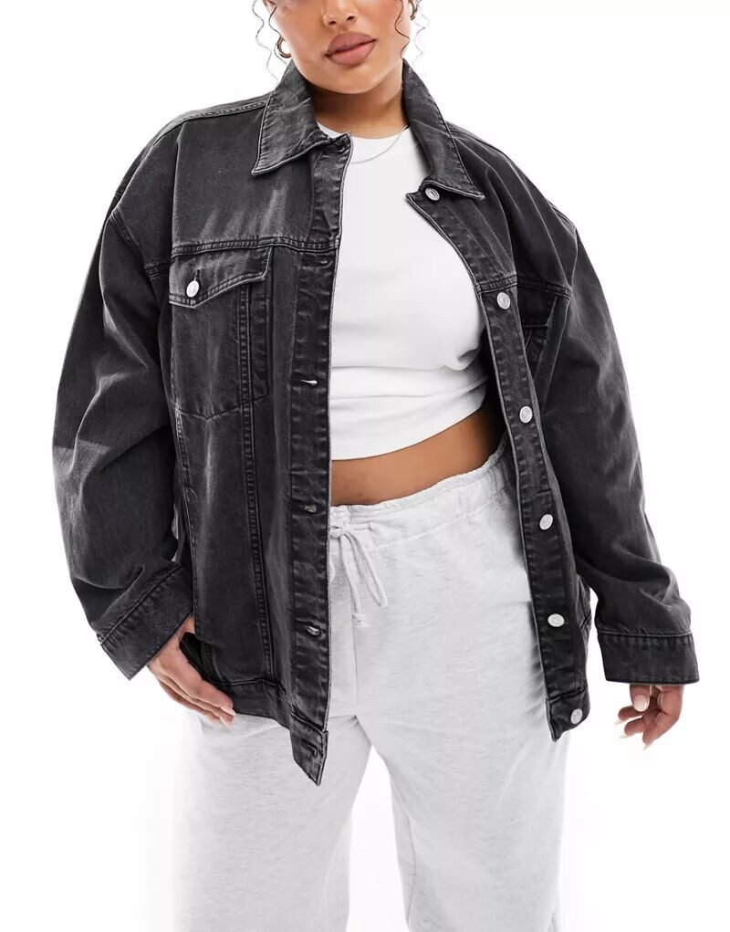 

Черная джинсовая куртка оверсайз в стиле 90-х ASOS DESIGN Curve
