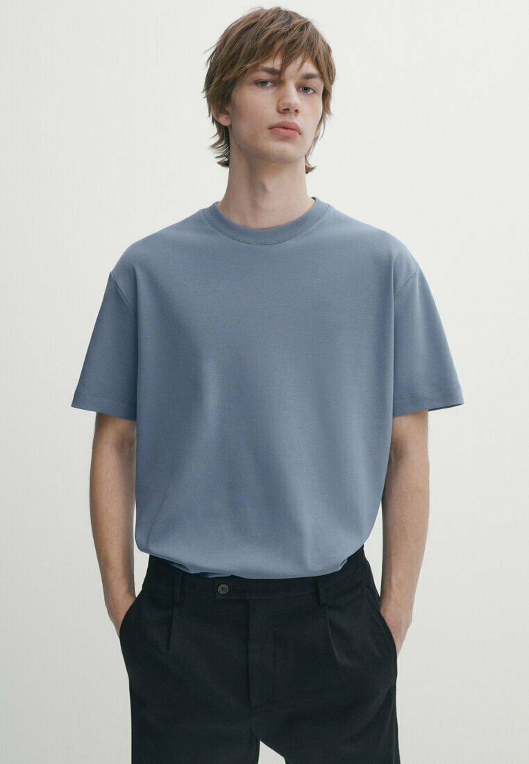 Базовая футболка Short Sleeve Massimo Dutti, синий
