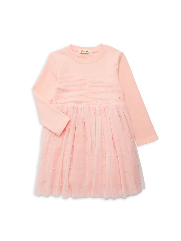 Платье со сборками из искусственного жемчуга для маленькой девочки Doe A Dear, розовый