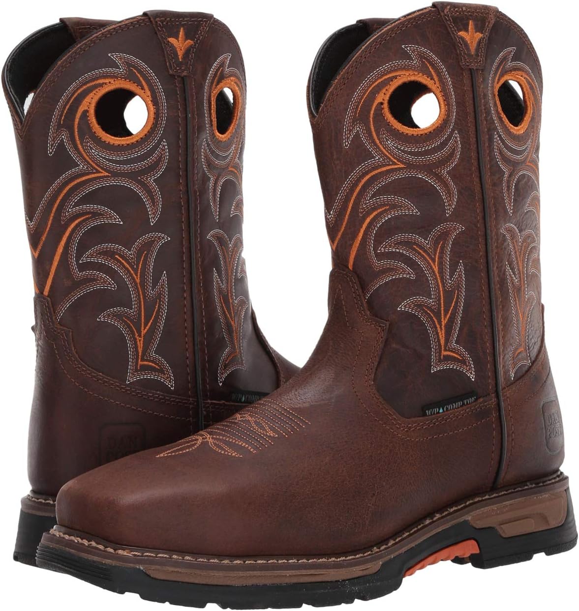 Рабочая обувь водонепроницаемая с композитным носком Storms Eye Waterproof Composite Toe EH Dan Post, цвет Brown/Orange